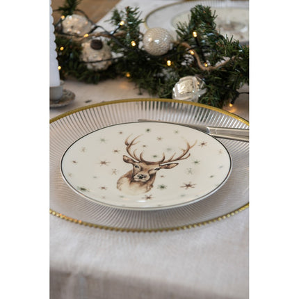 Prato de pequeno-almoço de porcelana rena