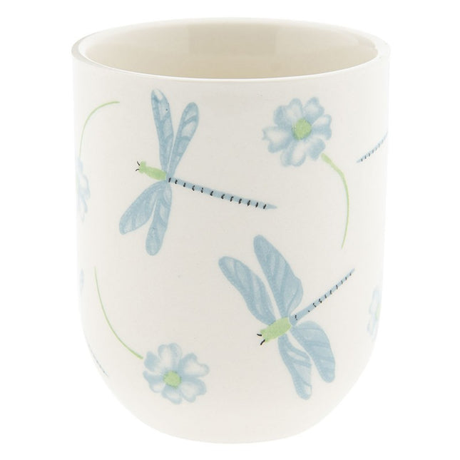 Mug 100 ml blue white dragonfly porcelain