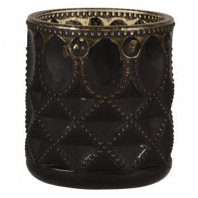 Tea light holder Black Glass