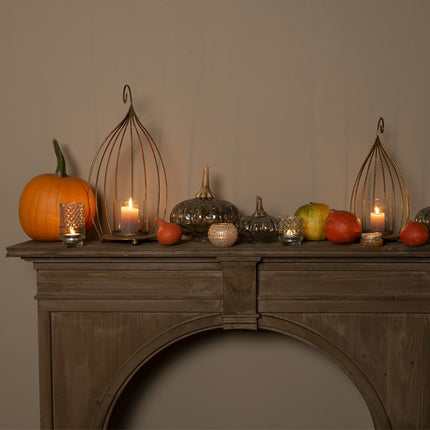 DECORATION PUMPKIN15 CM BROWN GREEN GLASS