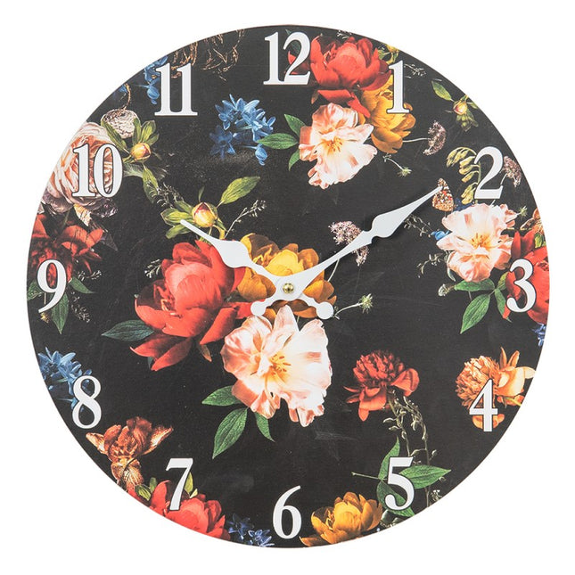 clock black red roses