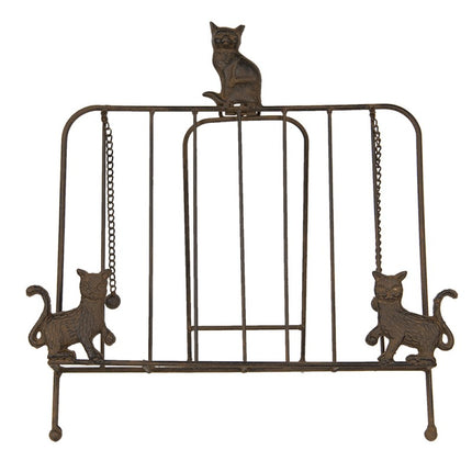 Cook Book Stand 38x25x38 cm Brown Iron Cats