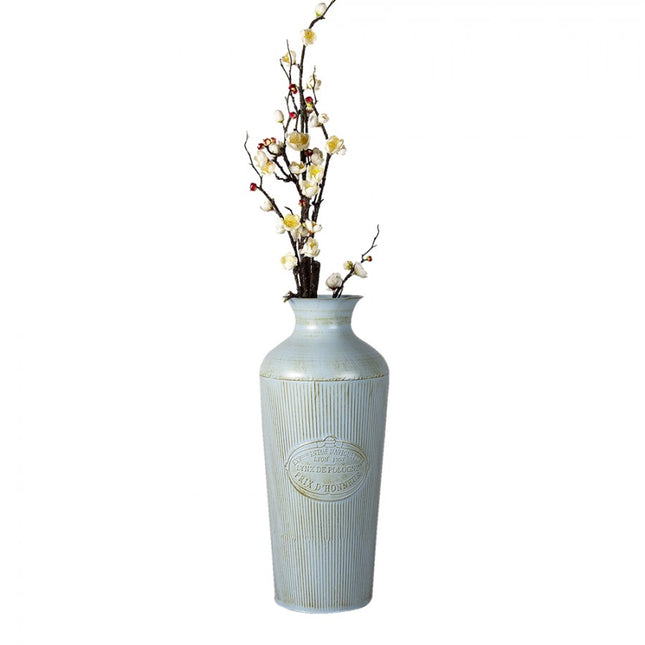 Blue Zinc Round Decorative Vase