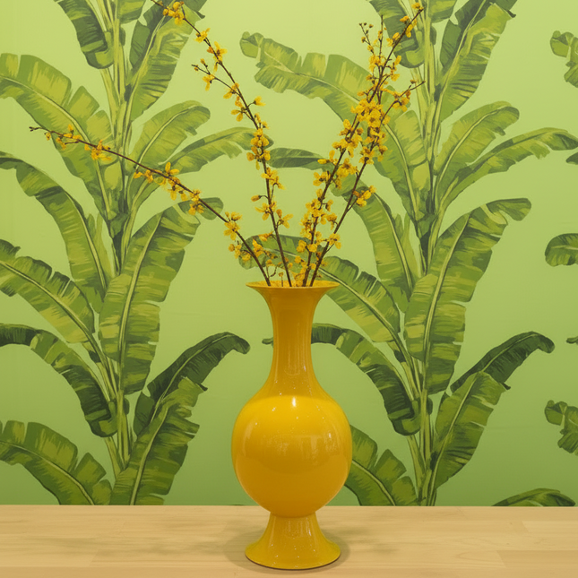 Yellow metal large vase