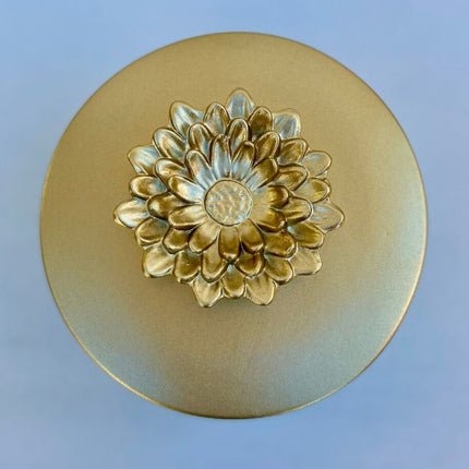 Green Jar with Golden Flower lid