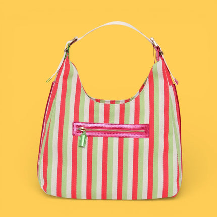 Agatha Ruiz de la Prada - Fuchsia striped canvas Hobo Bag
