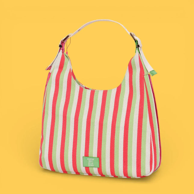 Agatha Ruiz de la Prada - Fuchsia striped canvas Hobo Bag