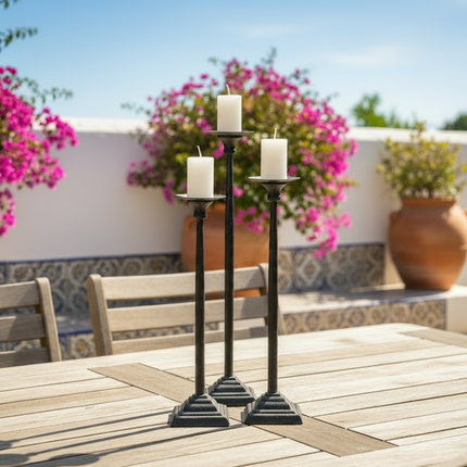 Porta-velas Ø 10X31 cm Ferro Preto