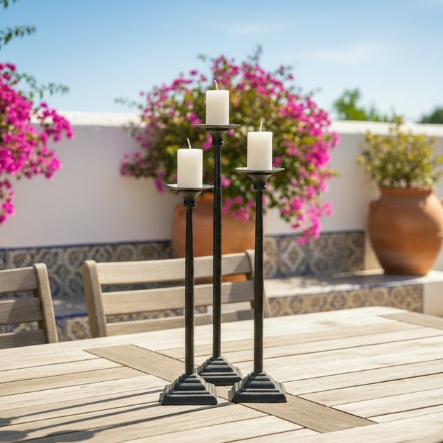 Porta-velas Ø 10X31 cm Ferro Preto