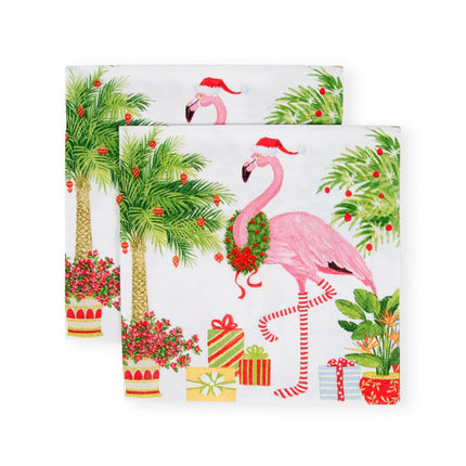 Guardanapos de papel para cocktail de flamingos de Natal