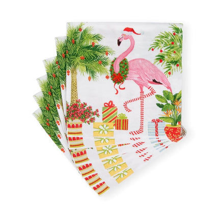 Guardanapos de papel para cocktail de flamingos de Natal