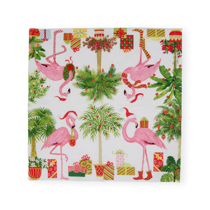 Guardanapos de papel para cocktail de flamingos de Natal