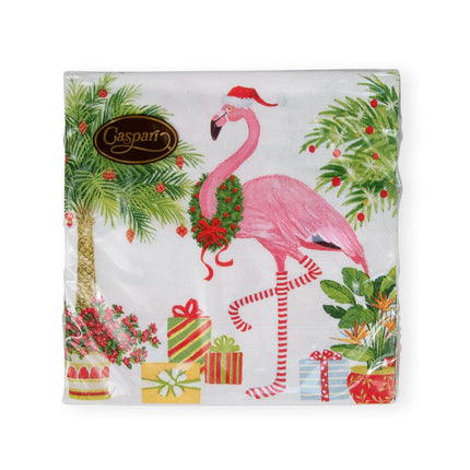 Guardanapos de papel para cocktail de flamingos de Natal