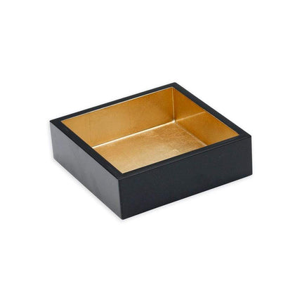 Porta-guardanapos de cocktail lacado em preto e dourado