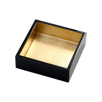Porta-guardanapos de cocktail lacado em preto e dourado