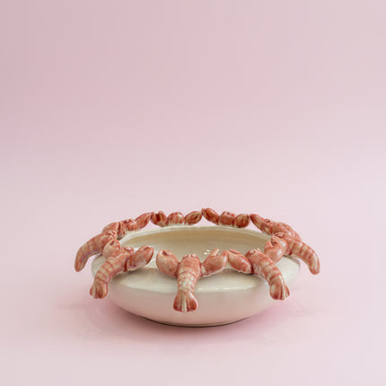 ceramic bowl with langoustines with multiple usage