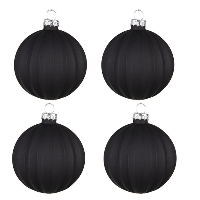 Christmas Bauble Black Glass (set of 2)