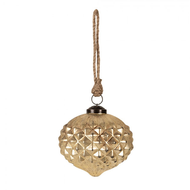 Christmas Bauble Gold Colored Glas
