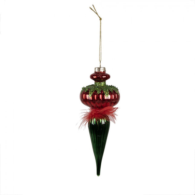 Christmas Bauble Red Green Glass