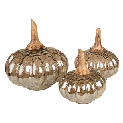DECORATION PUMPKIN15 CM BROWN GREEN GLASS