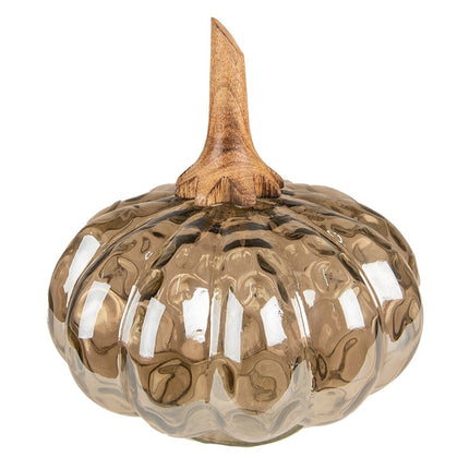 DECORATION PUMPKIN15 CM BROWN GREEN GLASS