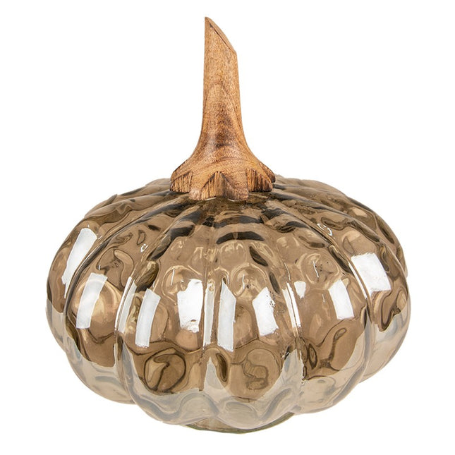 DECORATION PUMPKIN15 CM BROWN GREEN GLASS