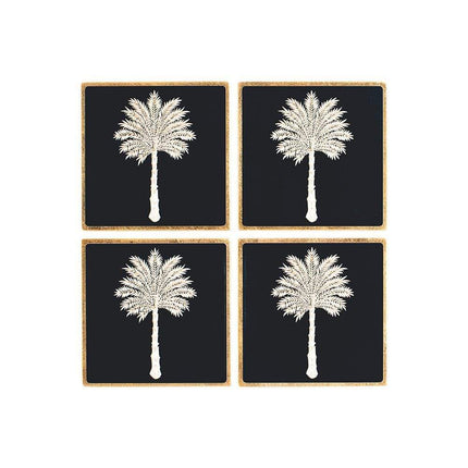 Suporte para copos quadrado lacado Grand Palms com suporte - Conjunto de 4