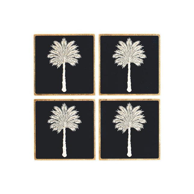 Grand Palms Square Lacquer Coaster in Holder - Set of 4