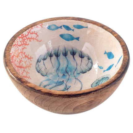 wooden bowl with jellyfish print - small