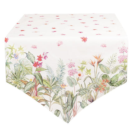 Table-Runner-Cotton-White-Green-Jungle-Botanics