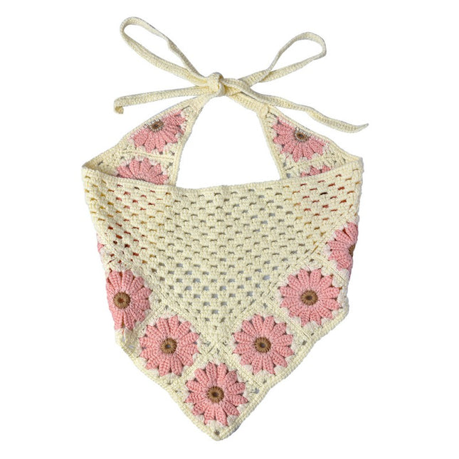 Bandana-kids-beige-flowers-pink-cotton