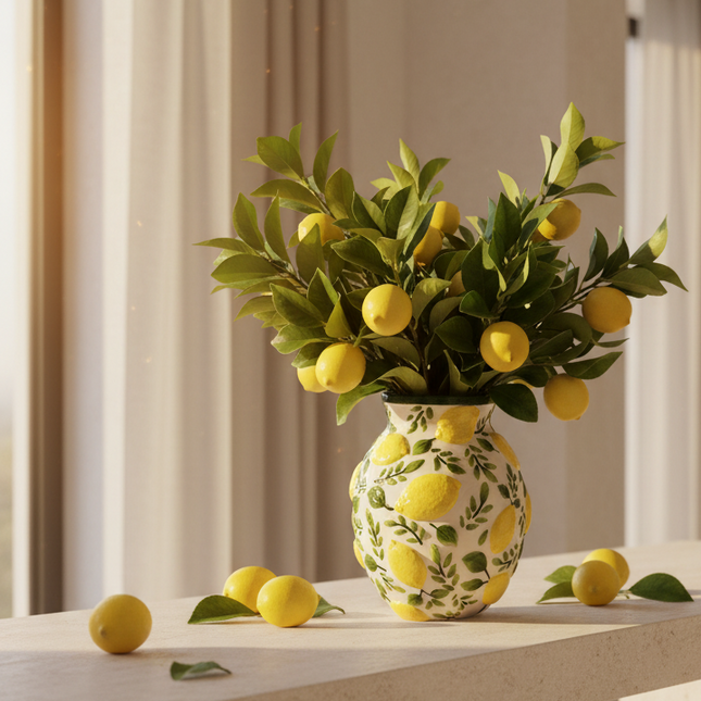 Vase lemons medium