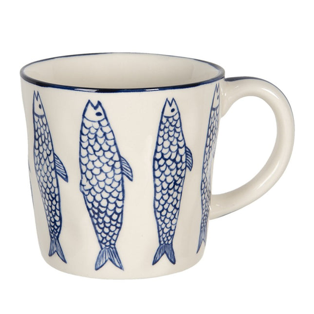 Beige Ceramic Fishes Tea Mug