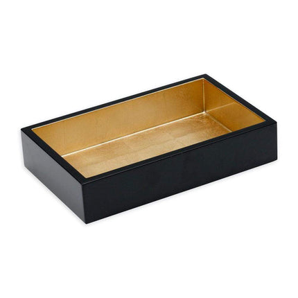 Porta-guardanapos lacado para toalha de hóspedes em preto e dourado