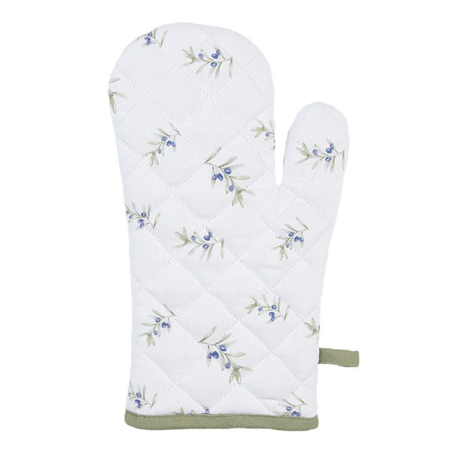 Oven Mitt White Cotton with Olives