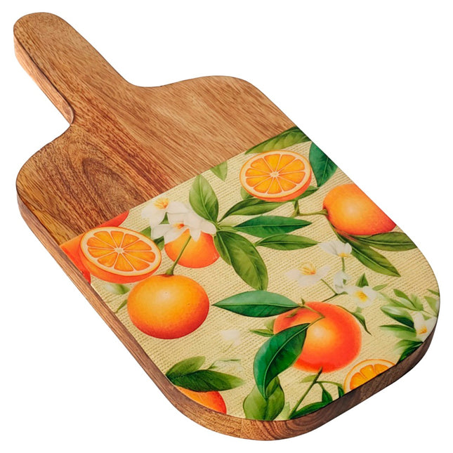 cutting board wood oranges