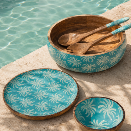 Wooden bowl with Palmtree decoration