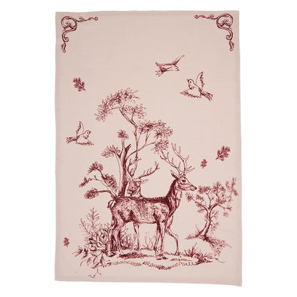 Apron Reindeer pink white cotton
