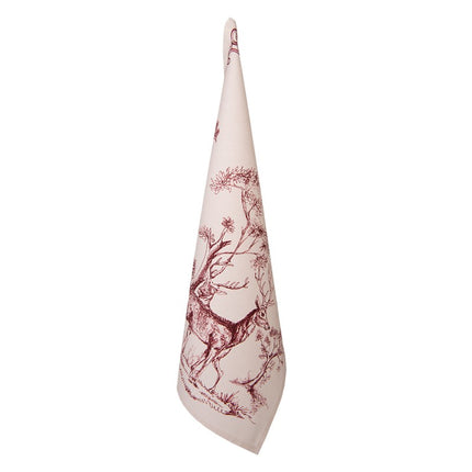 Apron Reindeer pink white cotton