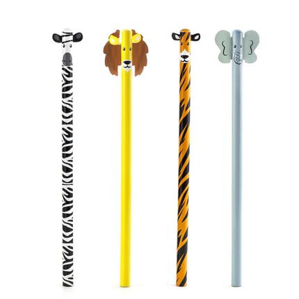 safari-animal-pencil-set-kids-kikkerland-yellow-zebra-elephant