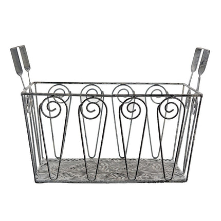 STORAGE BASKET GREY IRON LEAVES