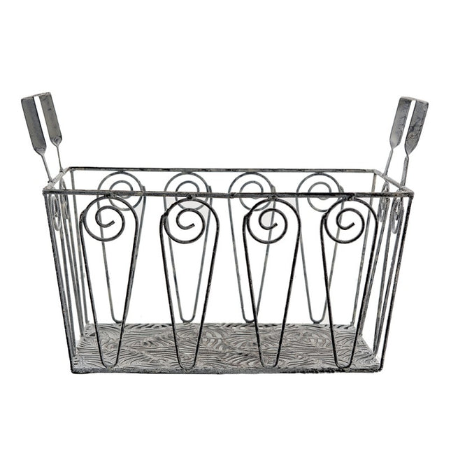 STORAGE BASKET GREY IRON LEAVES