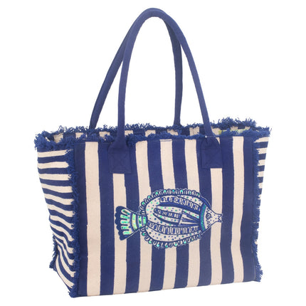 Blue White striped bag