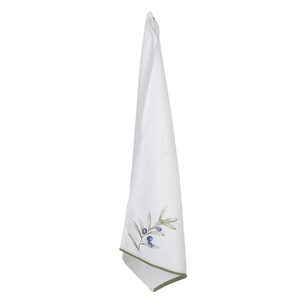 Pano de loiça em algodão branco com azeitonas