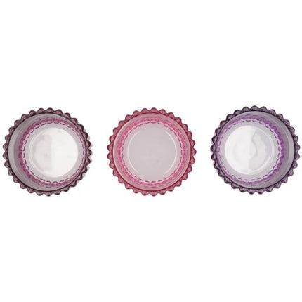 Tealight holder glass purple, set of 3