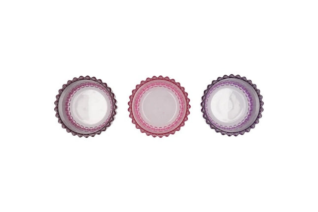 Tealight holder glass purple, set of 3
