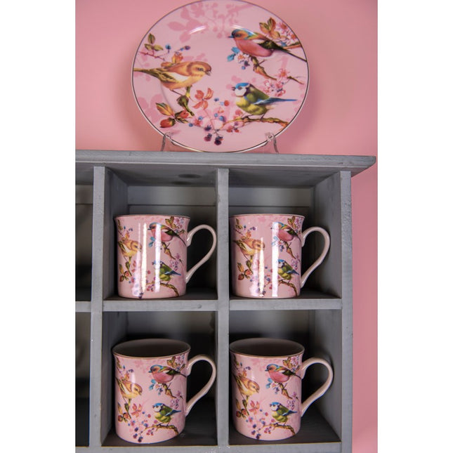 Mug Pink Porcelain Birds 330 ml