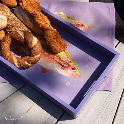 Wooden tray Glow - fish art