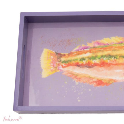Wooden tray Glow - fish art