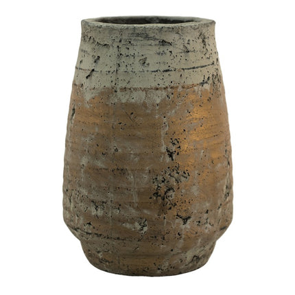 Vase-copper-colored-concrete-round-clayre-eef-brown